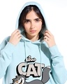 Shop Women's Cyan The Cat Rules Graphic Printed Oversized Hoodies