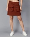 Shop Women's Tan Slim Fit Cargo Skirts-Front