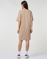 Shop Women's Taupe Brown Graphic Printed Oversized T-Shirt Dress-Design