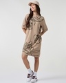 Shop Women's Taupe Brown Graphic Printed Oversized T-Shirt Dress-Full