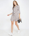 Shop Women's Taupe Striped Tunic Dress
