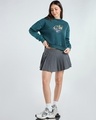 Shop Women's Teal Green Polaroid Graphic Printed Oversized Acid Wash Crop Sweatshirt