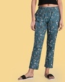 Shop Women's Teal Printed Pyjamas-Front