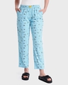 Shop Women's Blue All Over Travel Doodle Printed Pyjamas-Front
