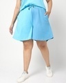 Shop Women's Upbeat Blue Plus Size Half N Half Shorts-Front