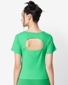 Shop Women's Varsity Green Back Cut Rib Slim Fit T-shirt-Design
