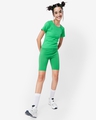 Shop Women's Varsity Green Back Cut Rib Slim Fit T-shirt-Full