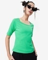 Shop Women's Varsity Green Elbow Sleeve Slim Fit T-shirt-Front