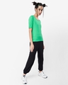 Shop Women's Varsity Green Elbow Sleeve Slim Fit T-shirt-Full