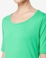 Shop Women's Varsity Green Elbow Sleeve Slim Fit T-shirt