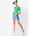 Shop Women's Varsity Green Slim Fit Short T-shirt-Full