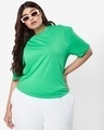 Shop Women's Varsity Green Oversized Plus Size T-shirt-Front