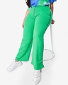 Shop Women's Varsity Green Plus Size Rib High Waist Pants-Front