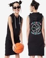 Shop Women's Black Premium Basket Ball Typography Relaxed Fit Dress-Front
