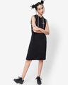 Shop Women's Black Premium Basket Ball Typography Relaxed Fit Dress-Full