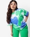 Shop Women's Varsity Green Tie & Dye Plus Size Oversized T-shirt-Front
