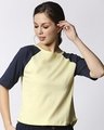 Shop Women's Vax Yellow Contrast Sleeve T-shirt-Front