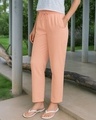 Shop Women's Vermillion Orange Cotton Linen Pants-Front