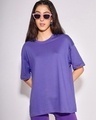 Shop Women's Blue Oversized Plus Size T-shirt-Front