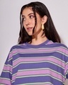 Shop Women's Blue Striped Oversized Plus Size T-shirt