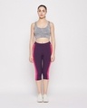 Shop Women's Violet Color Block Slim Fit Activewear Capri-Full