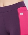 Shop Women's Violet Color Block Slim Fit Activewear Capri