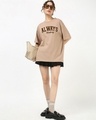 Shop Women's Warm Taupe Brown Always Typography Oversized T-shirt