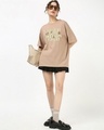 Shop Women's Warm Taupe Brown Coffee And Playlist Typography Oversized T-shirt