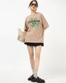 Shop Women's Warm Taupe Brown Flourish Graphic Printed Oversized T-shirt