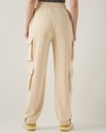 Shop Women's Beige Super Loose Fit Cargo Joggers-Full