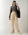 Shop Women's Beige Super Loose Fit Cargo Joggers