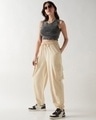 Shop Women's Beige Super Loose Fit Cargo Joggers