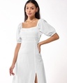 Shop Women's White A-Line Midi Dress-Front