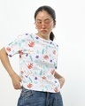 Shop Women's White Abstract Leaves Short Top-Front