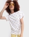 Shop Women's White All Over Donald Duck Printed Boyfriend T-shirt-Front