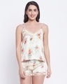 Shop Women's White All Over Floral Printed Nightsuit-Front