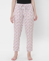 Shop Women's White All Over Heart Printed Lounge Pants-Front