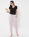 Shop Women's White All Over Heart Printed Lounge Pants