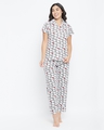 Shop Women's White All Over Hello Kitty Printed Nightsuit-Front