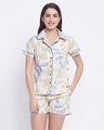 Shop Women's White All Over Leaves Printed Nightsuit-Front