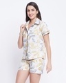 Shop Women's White All Over Leaves Printed Nightsuit-Full