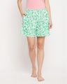 Shop Women's White All Over Leaves Printed Shorts-Front