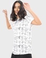 Shop Women's White All Over Mickey Printed Boyfriend T-shirt-Front