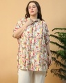 Shop Women's White All Over Printed Boxy Fit Plus Size Tunic Shirt-Front