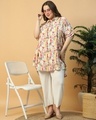 Shop Women's White All Over Printed Boxy Fit Plus Size Tunic Shirt