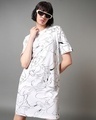 Shop Women's White All Over Printed Oversized Dress-Front
