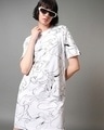 Shop Women's White All Over Printed Oversized Dress-Front