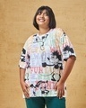 Shop Women's White All Over Printed Oversized Plus Size T-shirt-Front