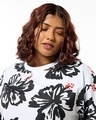 Shop Women's White & Black All Over Printed Oversized Plus Size T-shirt