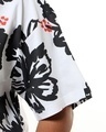 Shop Women's White & Black All Over Printed Oversized Plus Size T-shirt